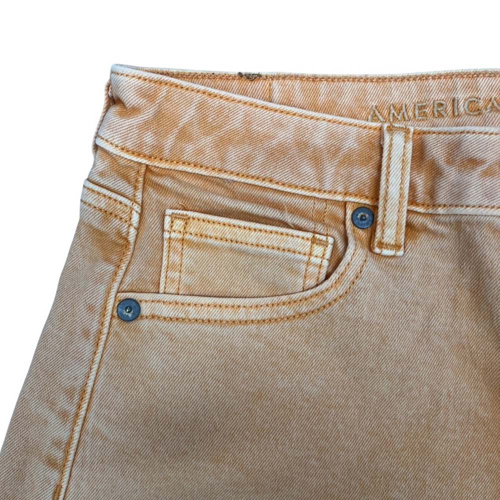 American Eagle Denim Shorts Womens size 2 Orange Excellent High Waisted Raw Hem - Picture 4 of 10
